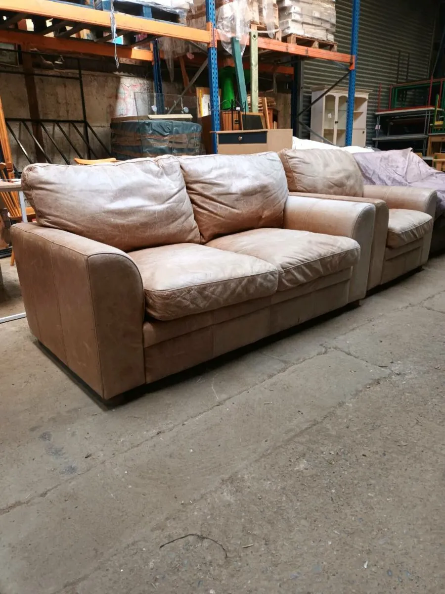 Leather Sofa and Armchair - Image 1