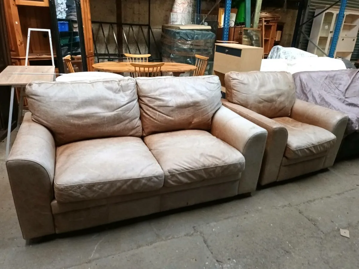 Leather Sofa and Armchair - Image 2