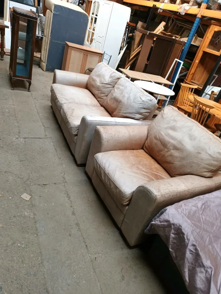 Leather Sofa and Armchair - Image 3