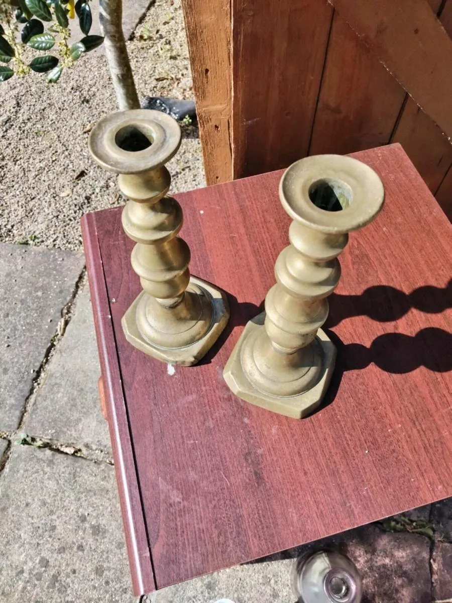 Pair of Brass Candleholders - Image 1