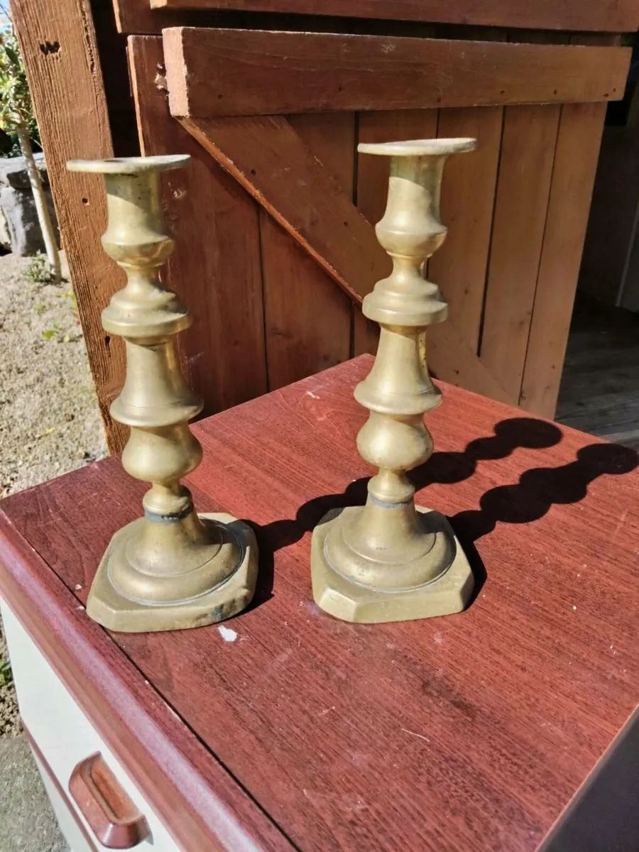 Pair of Brass Candleholders - Image 2