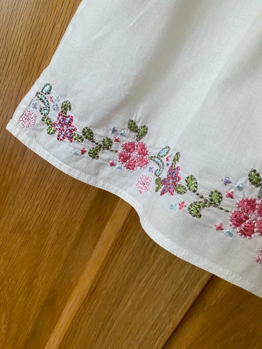Indigo M&S Cream Floral Embroidered Girl’s Dress - Image 4