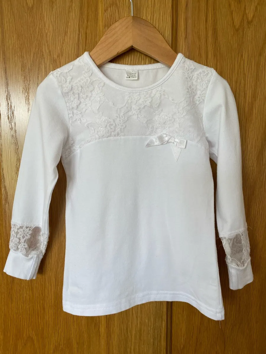 Girl’s Long sleeve White Elegant Lace Top - Image 4