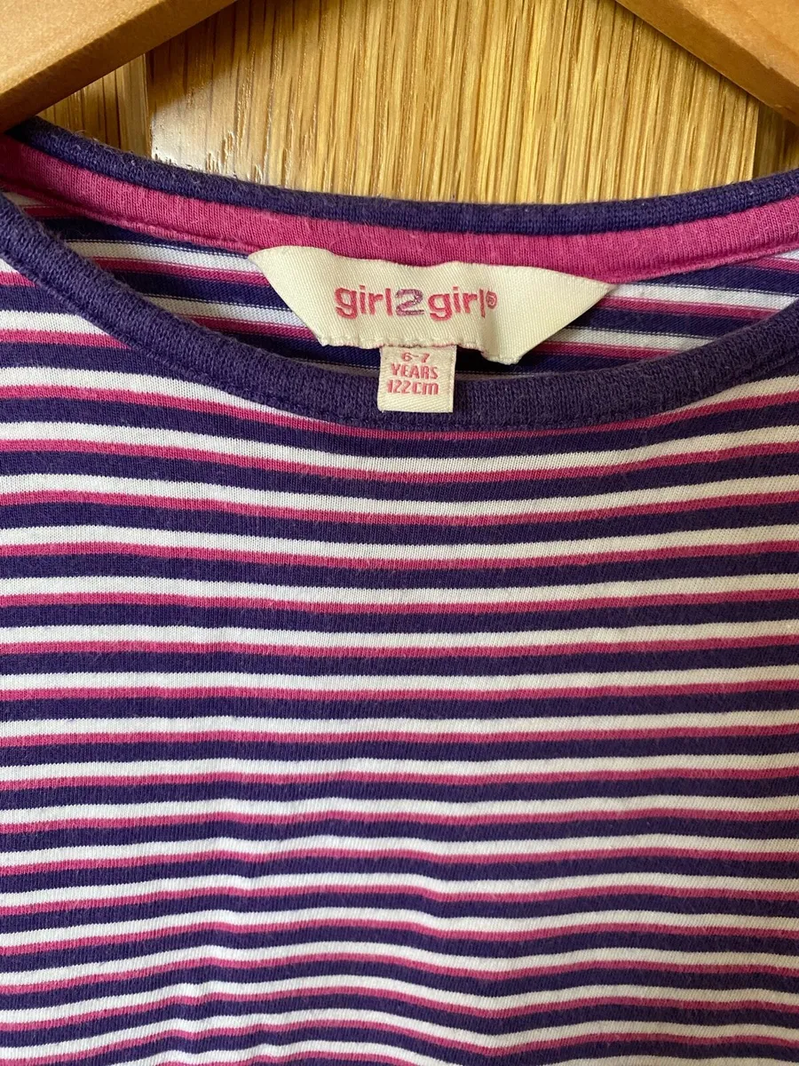 Girl’s Striped Long Sleeve Cotton Top - Image 1