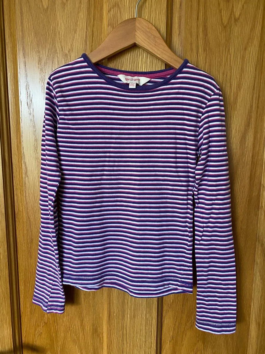 Girl’s Striped Long Sleeve Cotton Top - Image 3