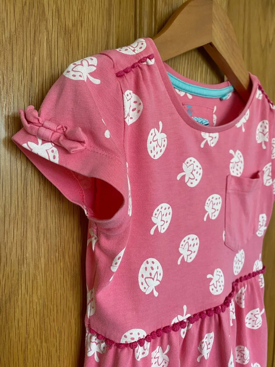 T.U. Girl’s Cotton Pink Strawberry Summer Dress - Image 2