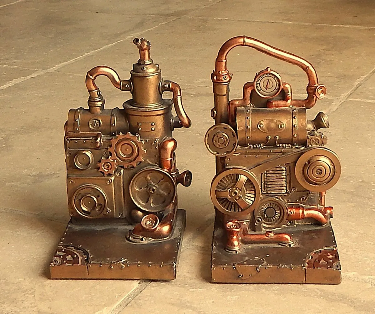 Pair of Steam Punk Style Bookends - Image 1