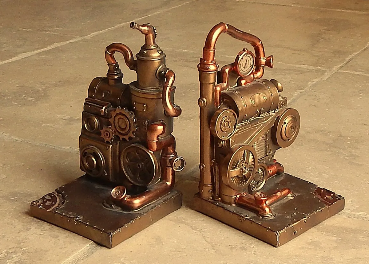 Pair of Steam Punk Style Bookends - Image 2
