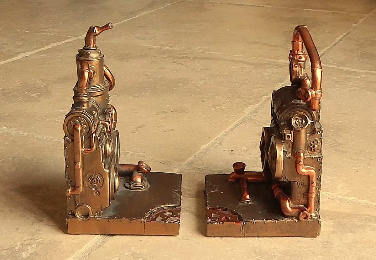 Pair of Steam Punk Style Bookends - Image 4