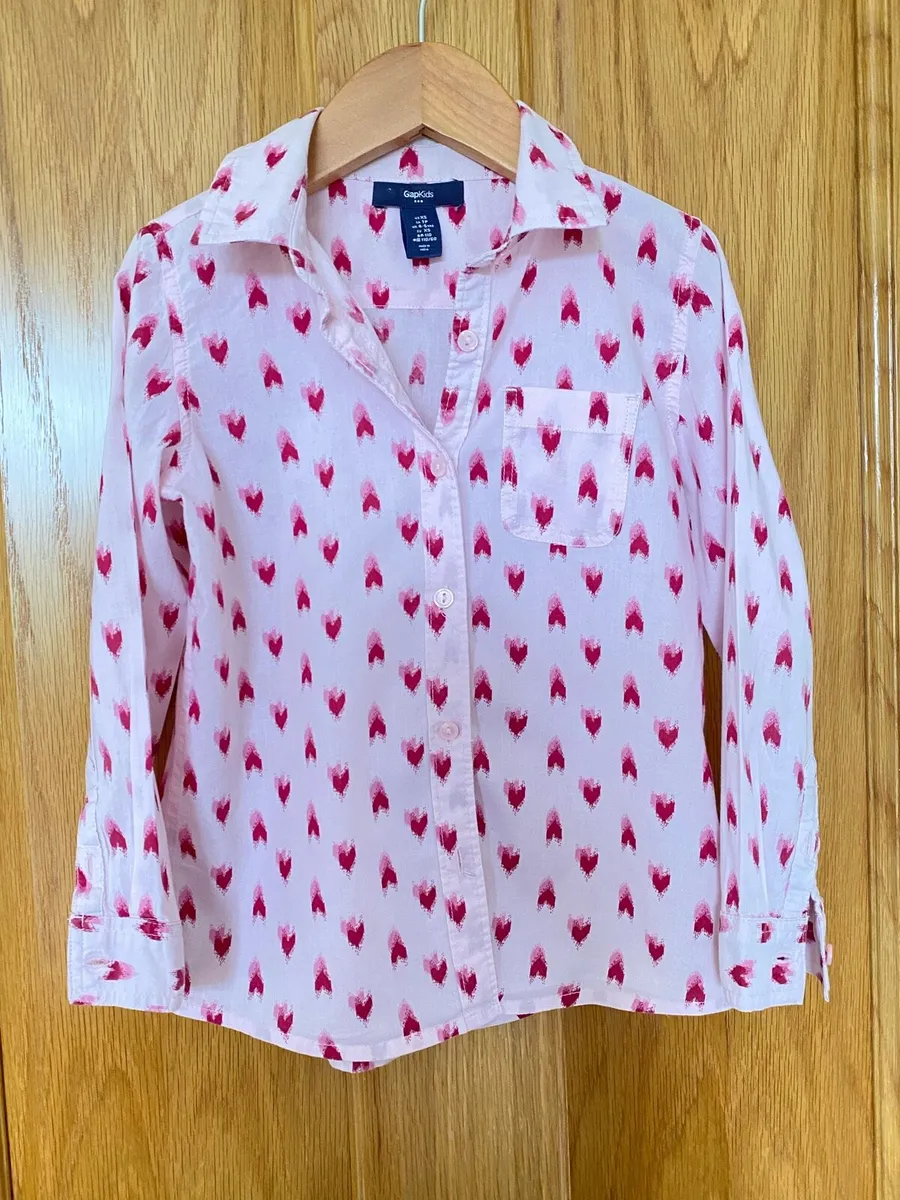 GAP Kids Girl’s Pink Hearts 🩷 Cotton Shirt - Image 1