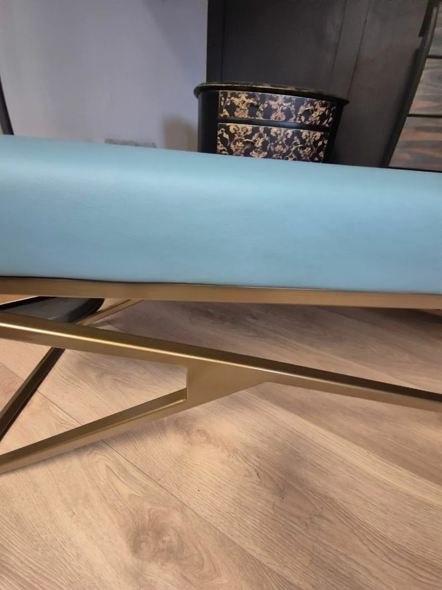 Metal-Framed Bench 160x40cm Gold Frame / Eco Leath - Image 4