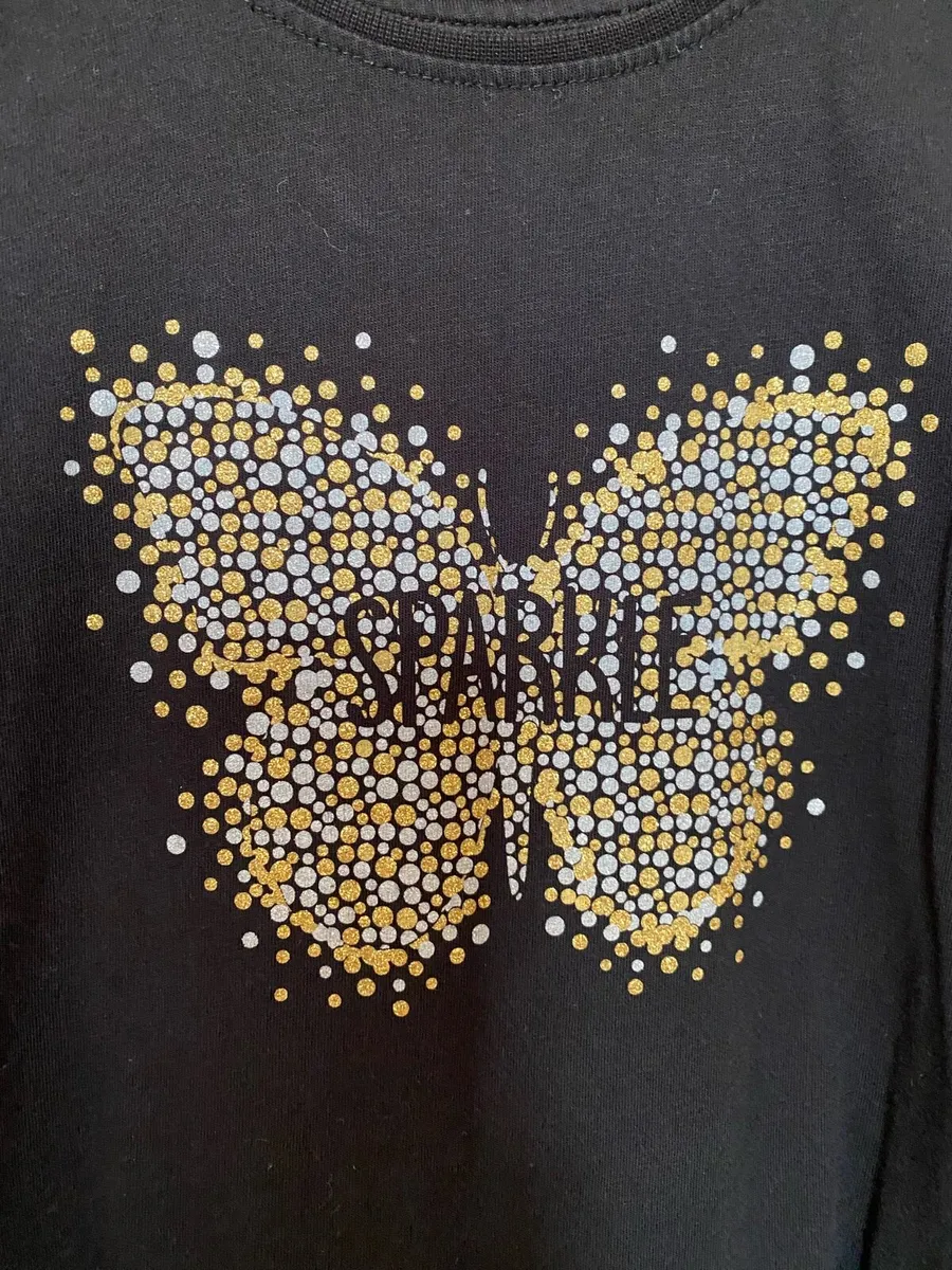 Girl’s Long Sleeve Black Cotton Sparkle Top - Image 3