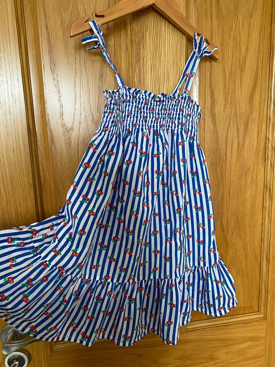 Girl’s Summer Striped White &Blue Cherry 🍒 Dress - Image 2