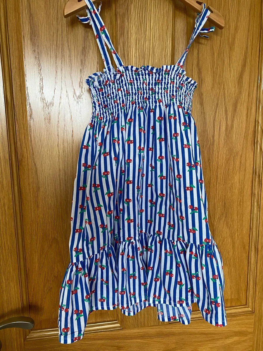 Girl’s Summer Striped White &Blue Cherry 🍒 Dress - Image 3