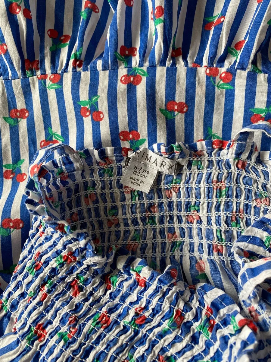 Girl’s Summer Striped White &Blue Cherry 🍒 Dress - Image 4
