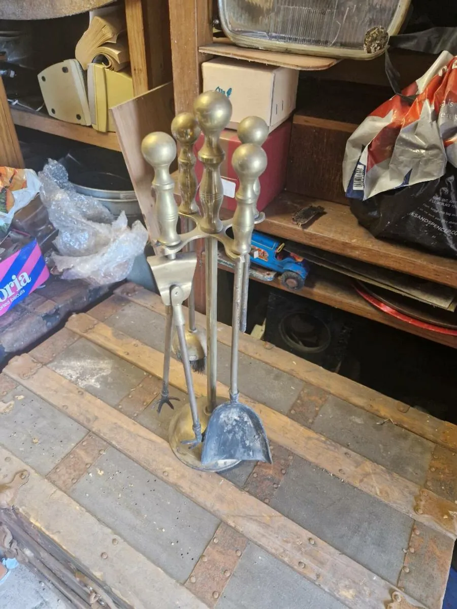 Vintage Brass Fire Irons - Image 1