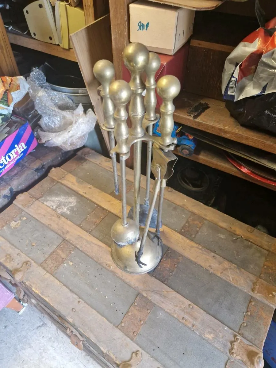 Vintage Brass Fire Irons - Image 2