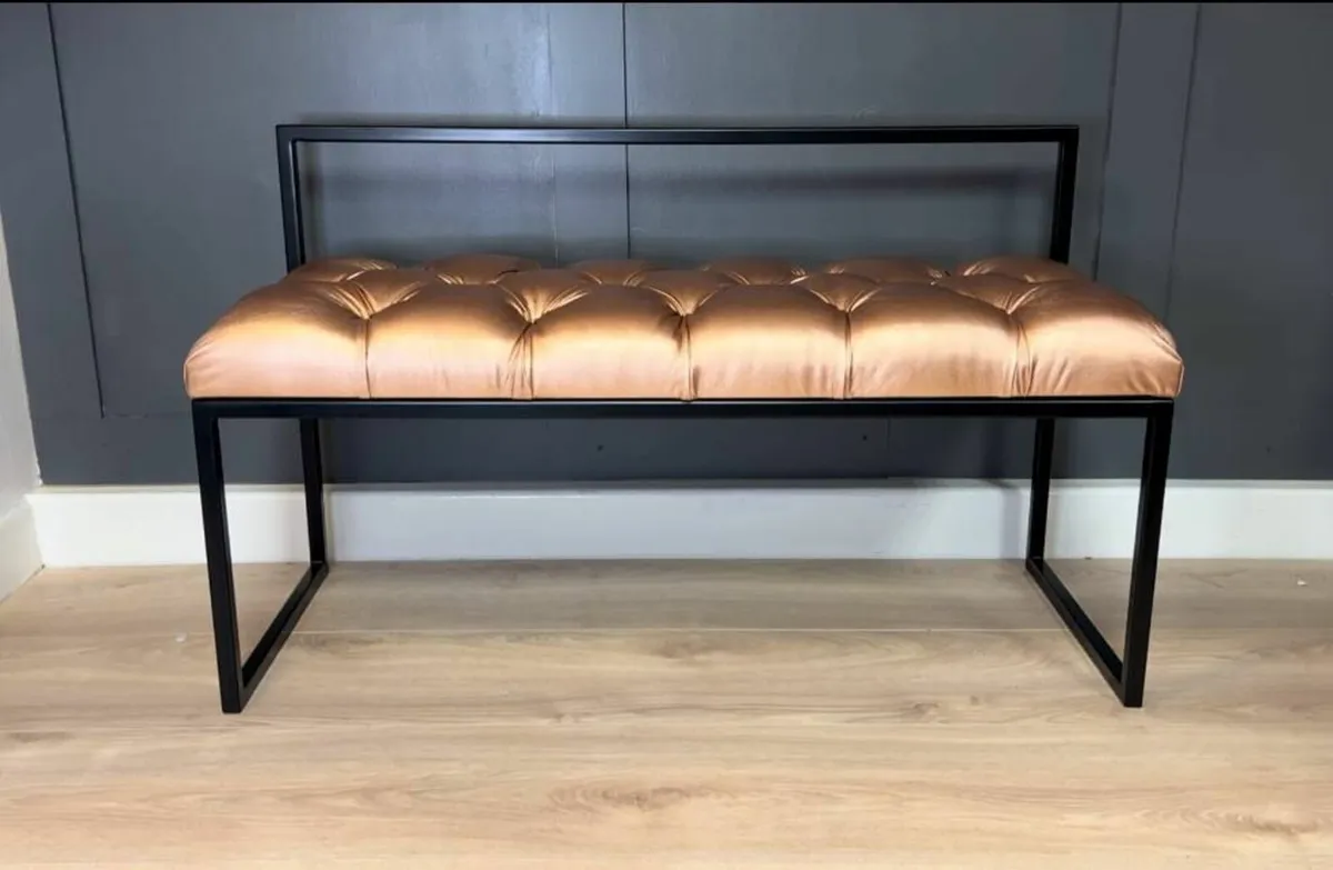 Upholstered bench with Backrest 100x40cm - Image 2