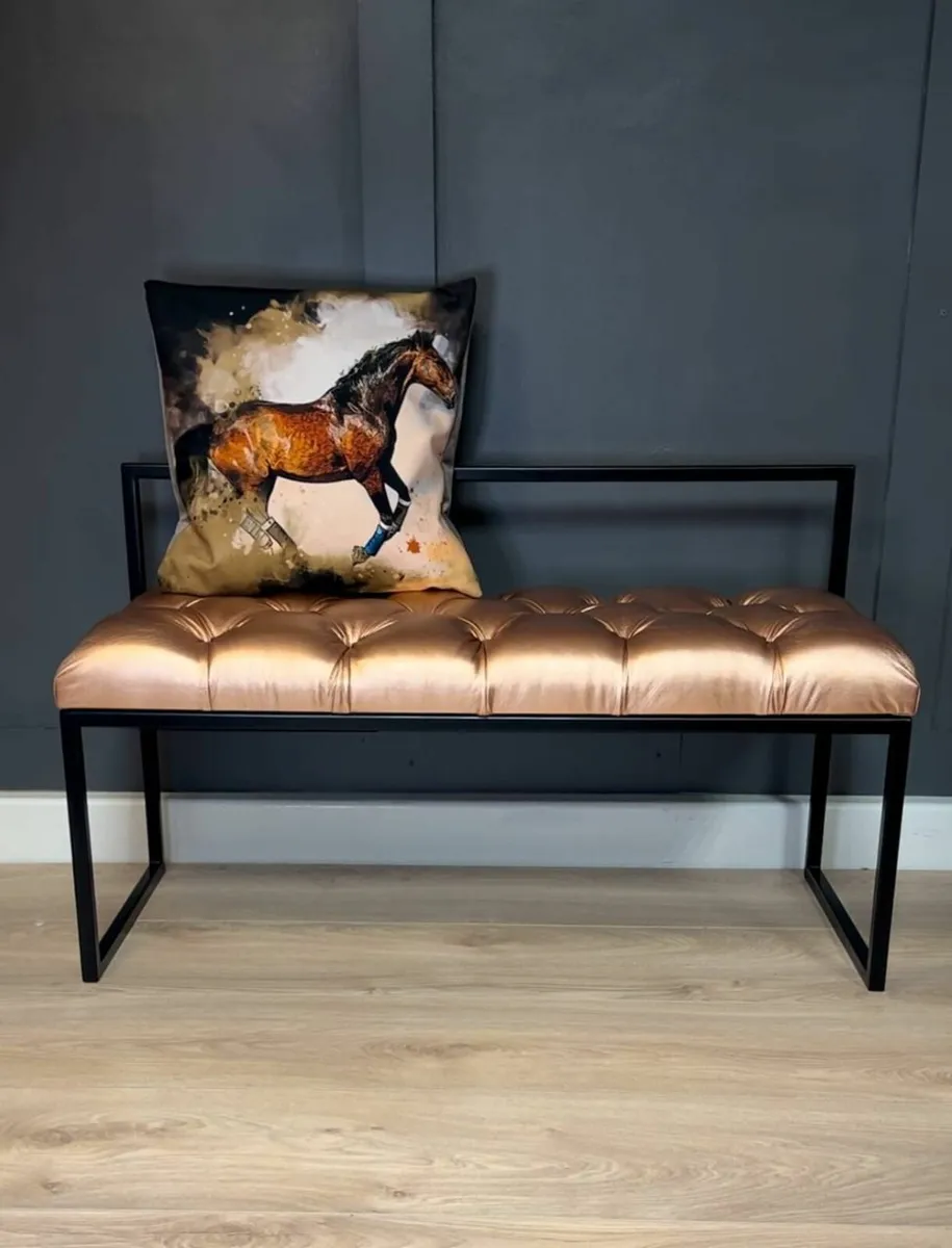 Upholstered bench with Backrest 100x40cm - Image 3
