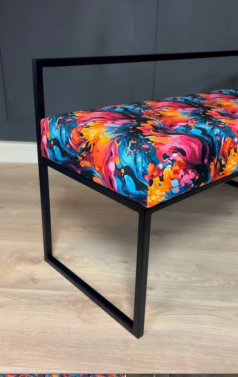 Upholstered bench with Backrest 100x40cm - Image 2