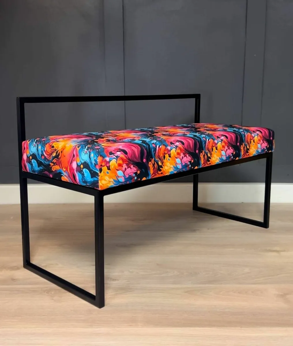Upholstered bench with Backrest 100x40cm - Image 3