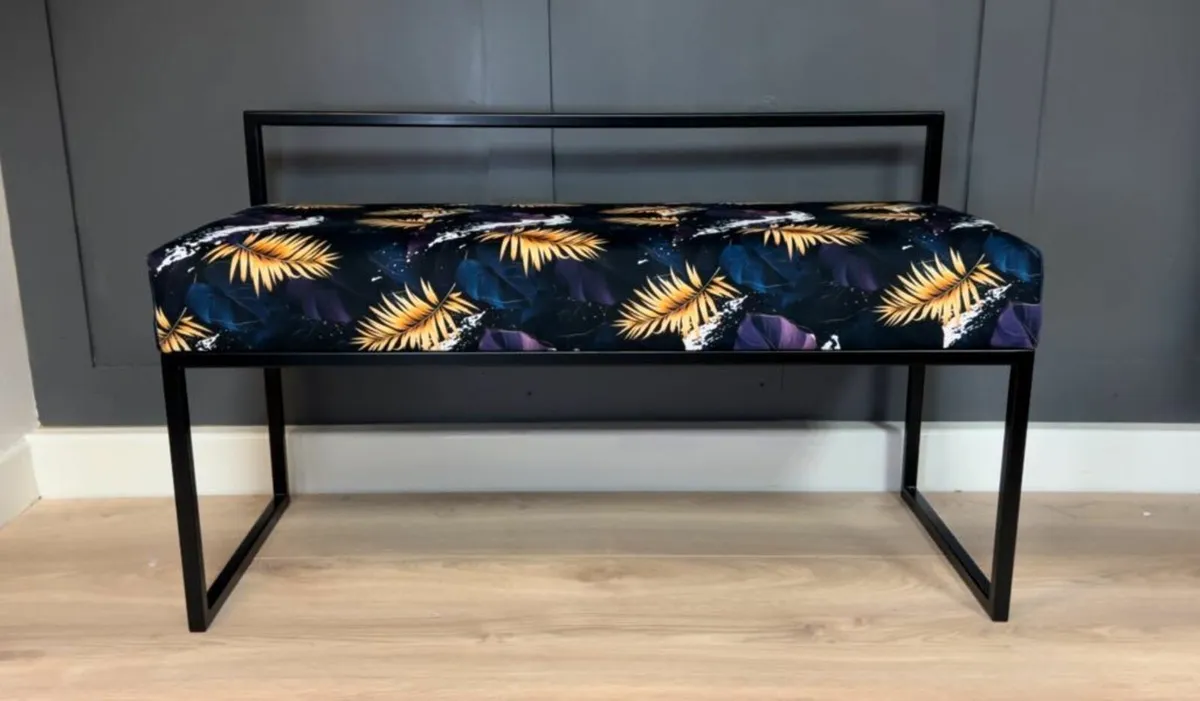 Upholstered bench with Backrest 100x40cm - Image 2