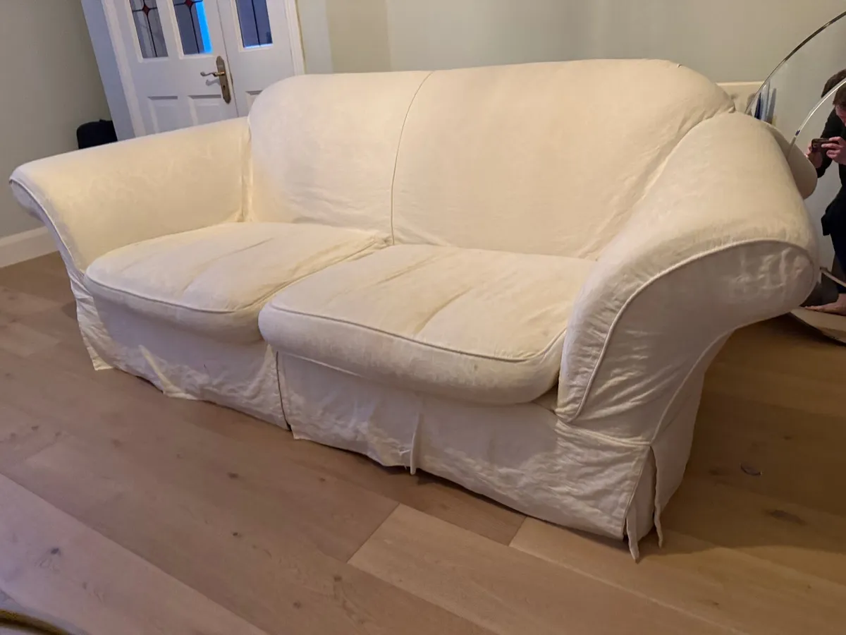 Sofa, White with Removable Cover - Image 1