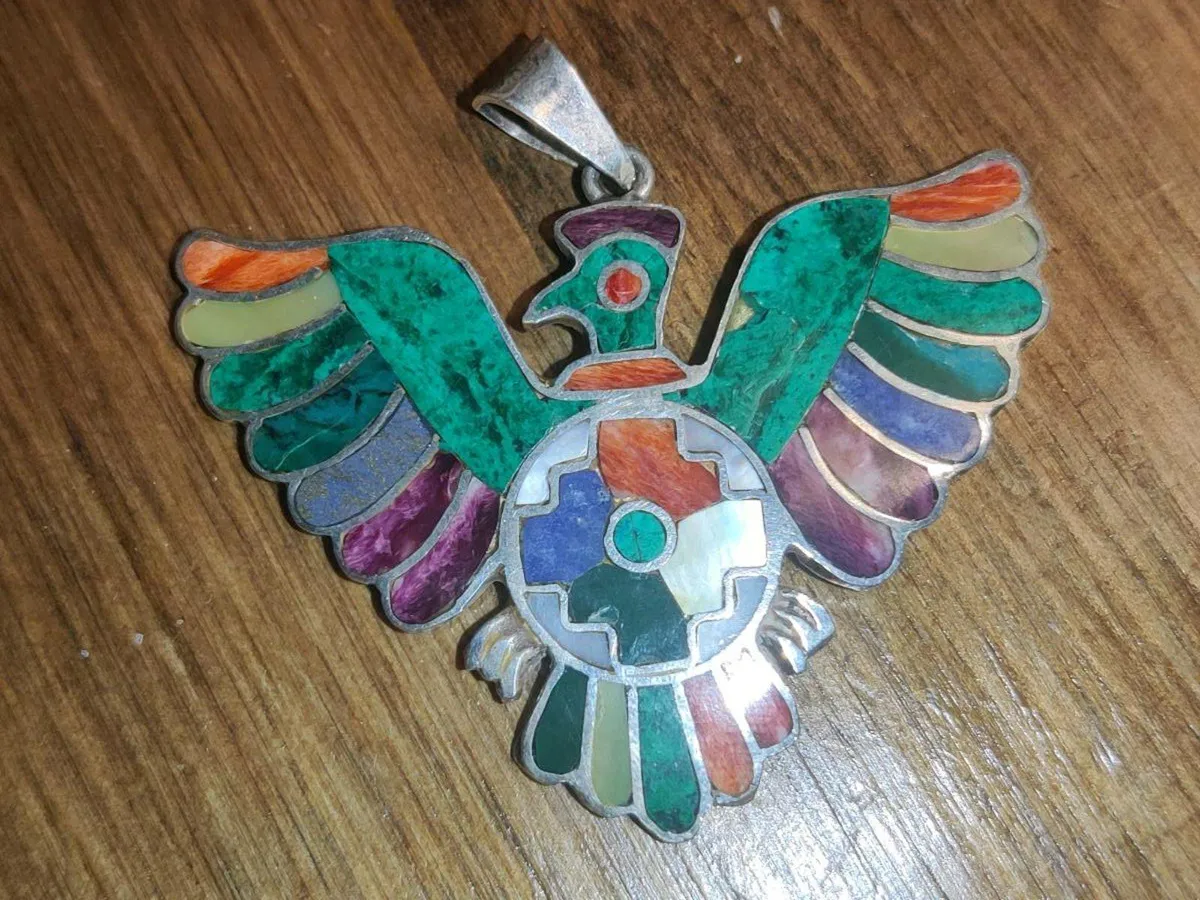 HUGE COLOURFUL EAGLE, 950 Silver Unisex Pendant ! - Image 1