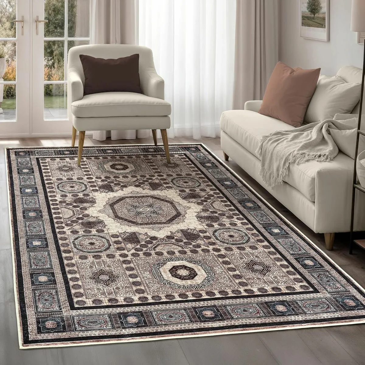 Living Room Rug 240x330cm Cotton Short Pile Blue - Image 1