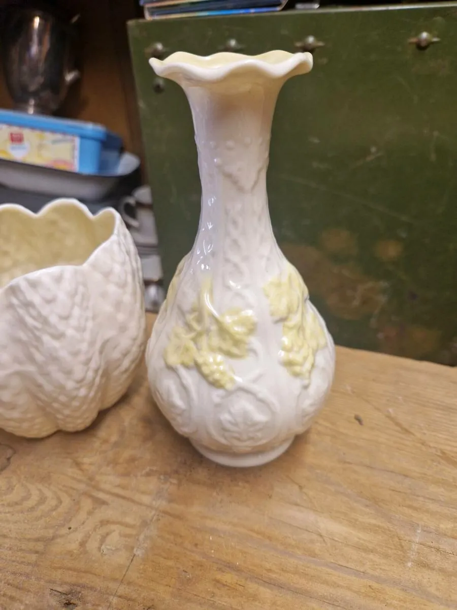 Vintage Belleek Bowl and Vase - Image 2