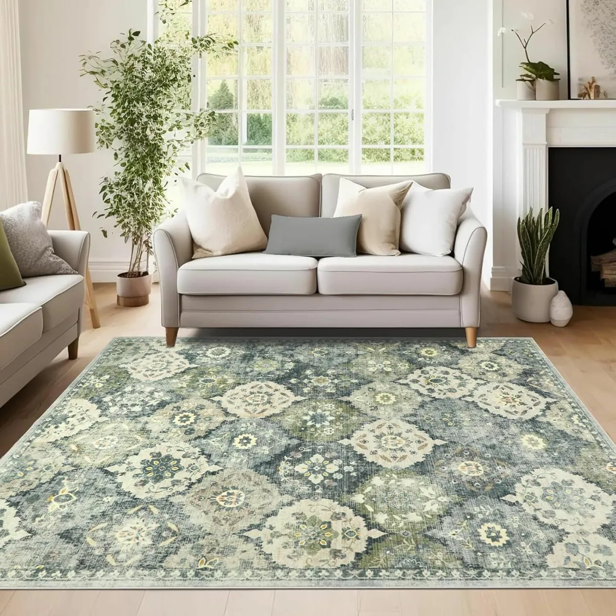 Vintage Rugs Living Room Grey green 120x170cm - Image 1