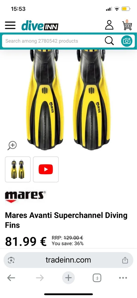 Mares super channel diving snorkelling fins - Image 1