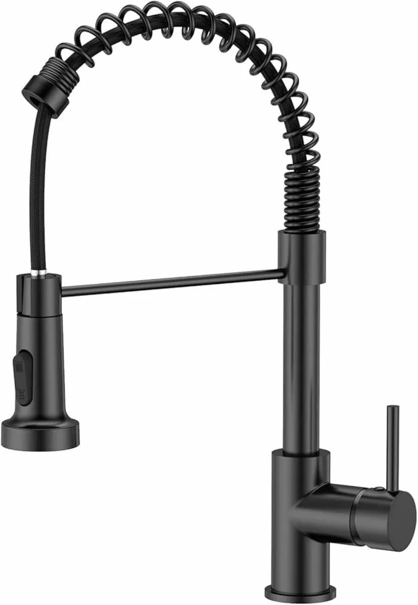 Black Spring Kitchen Sink Mixer Taps Swivel 360 - Image 1