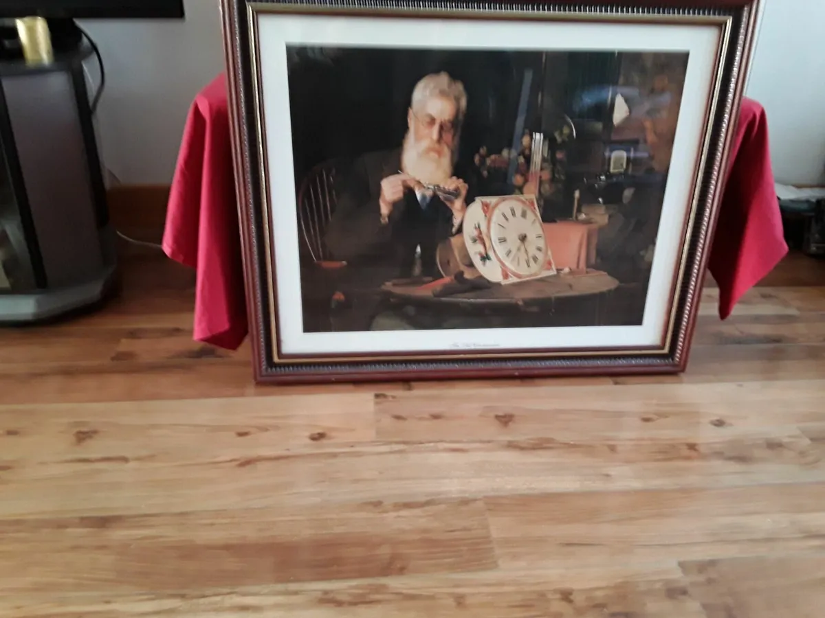 Large picture print titled the old clock maker - Image 1