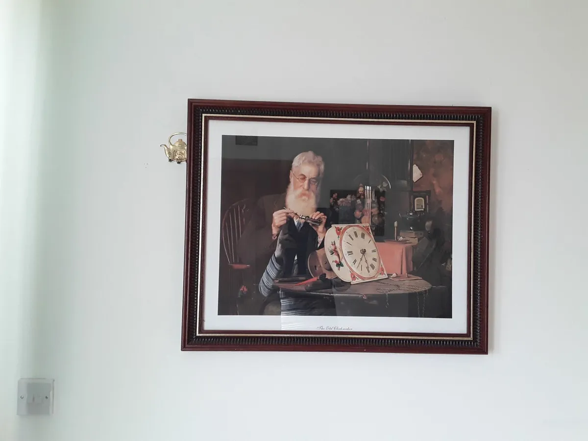 Large picture print titled the old clock maker - Image 2