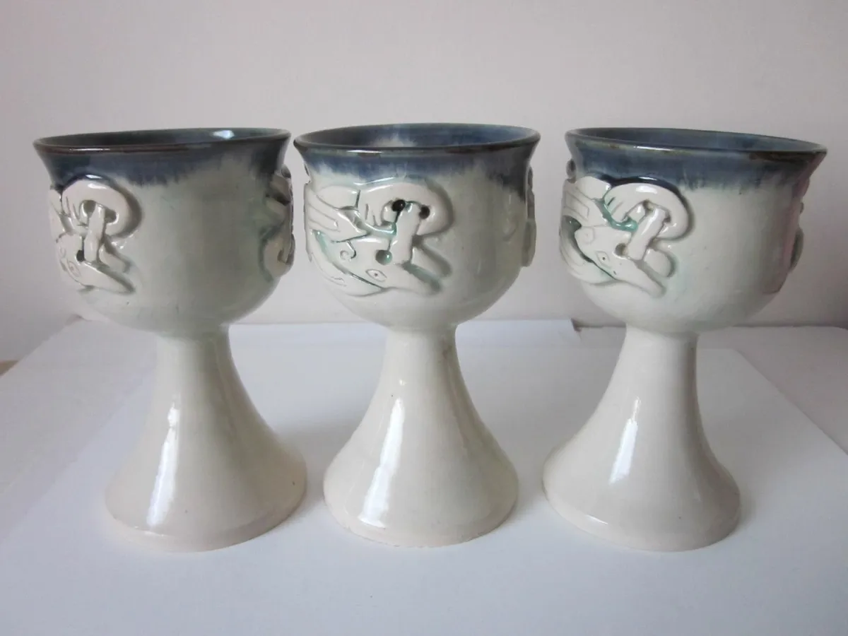 3 Celtic Goblets, Ken Watters Pottery Kerry. - Image 2