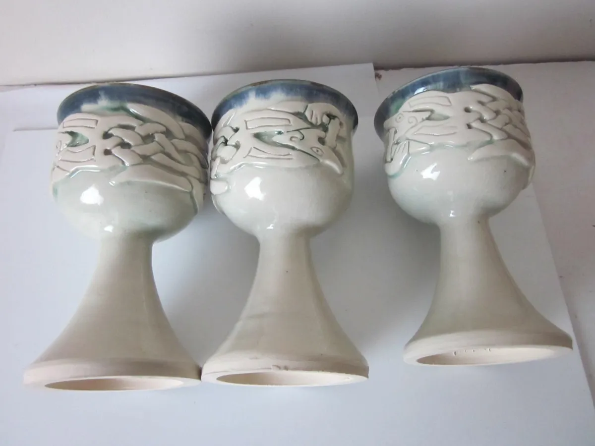 3 Celtic Goblets, Ken Watters Pottery Kerry. - Image 4