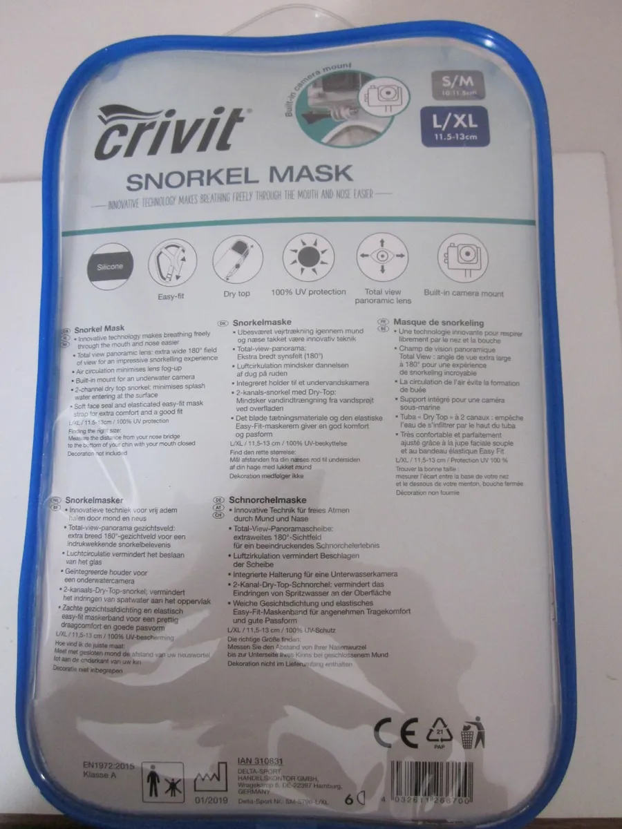 New Crivit Face Snorkel Mask 180° Size L/XL - Image 3