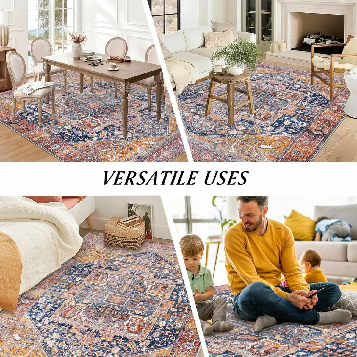 Large Rug Living Room Bedroom200x290cm vintage red - Image 3