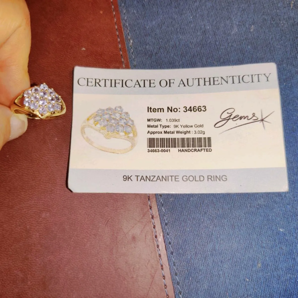 TANZANITE CLUSTER, 9CT Gold Ring & Certificate ! - Image 2