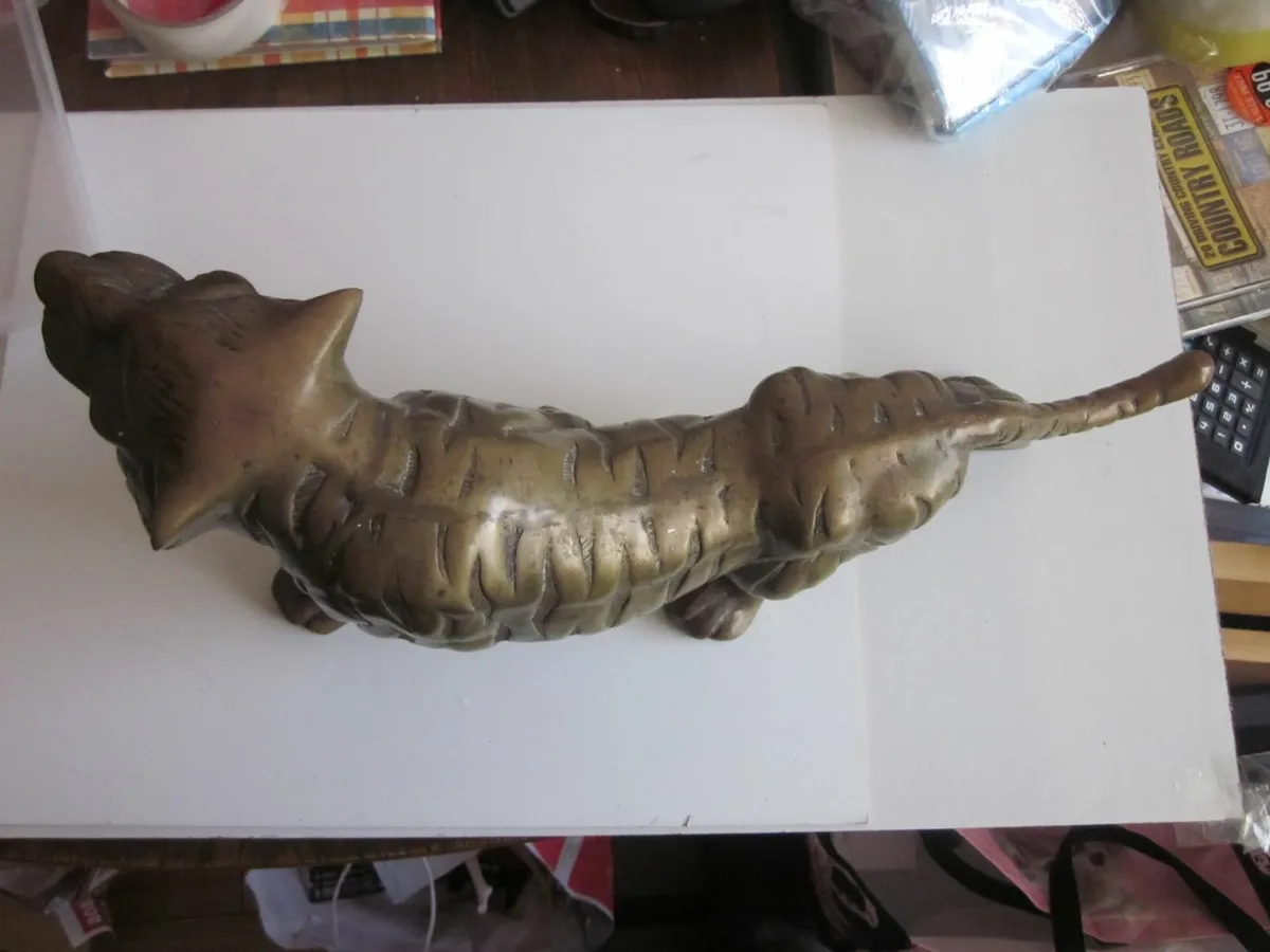 Large Brass Tiger  Statue  17" - Image 2