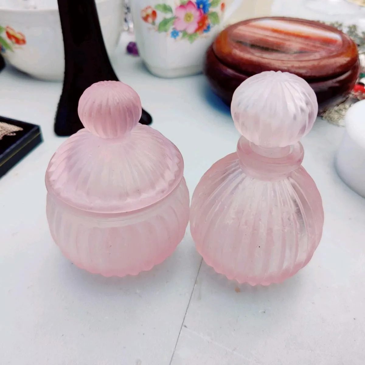 VINTAGE COSMETICS, Glass Scent & Cream Jars ! - Image 1