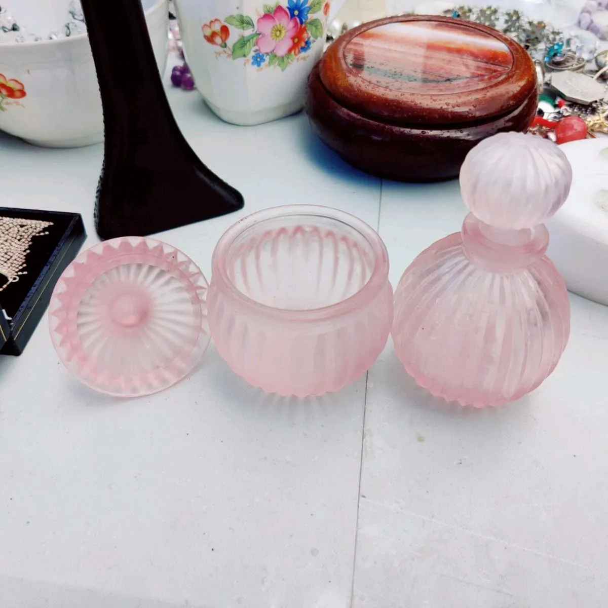 VINTAGE COSMETICS, Glass Scent & Cream Jars ! - Image 2