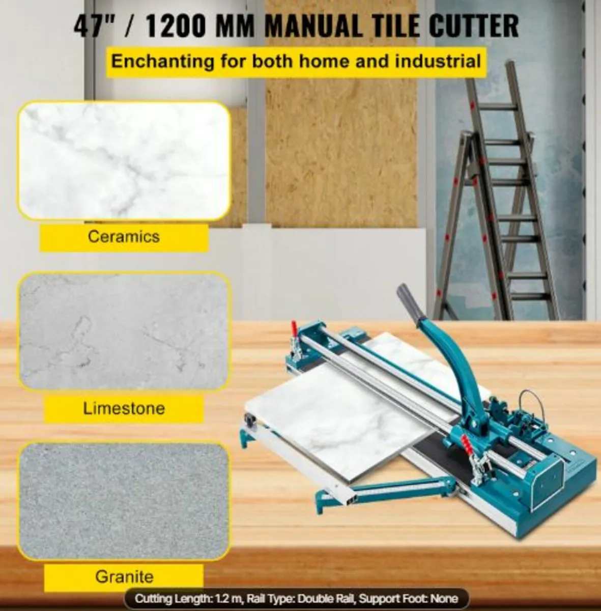 47Inch/1200mm Tile Cutter Double Rail Manual Tile - Image 2