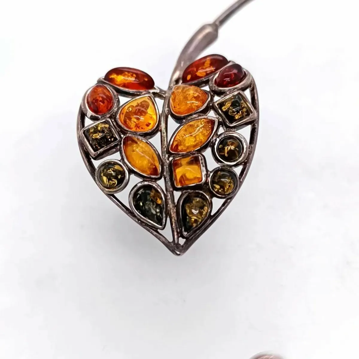 Natural Amber & Sterling Silver Butterfly Necklace - Image 4