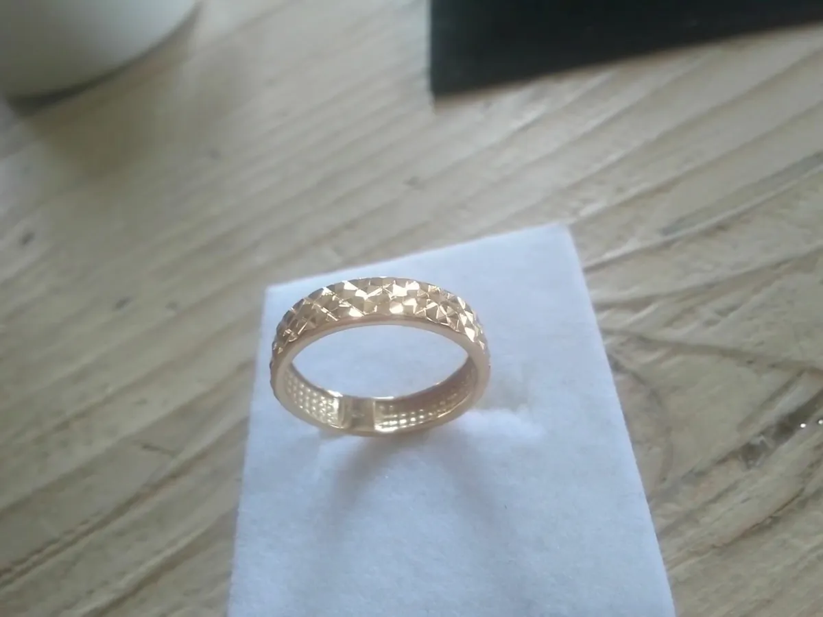 STERLING SILVER /GOLD VINTAGE BAND RING SIZE N - Image 4