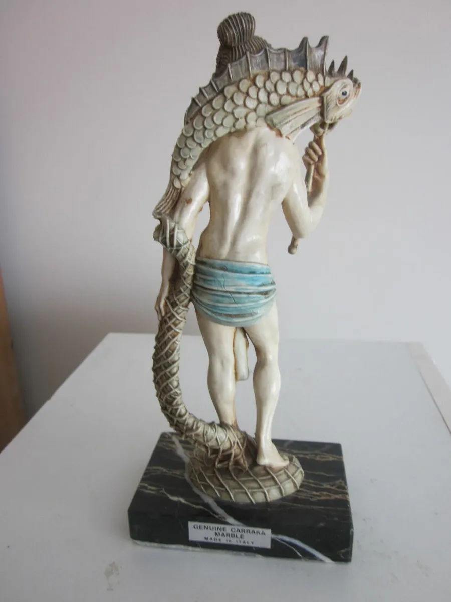 Chinese Fisherman/Sea Serpent Resin Figure - Image 4