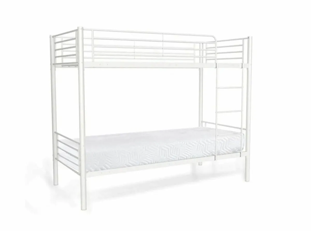 White Metal Single Bunk Bed - Included delivery - Image 2