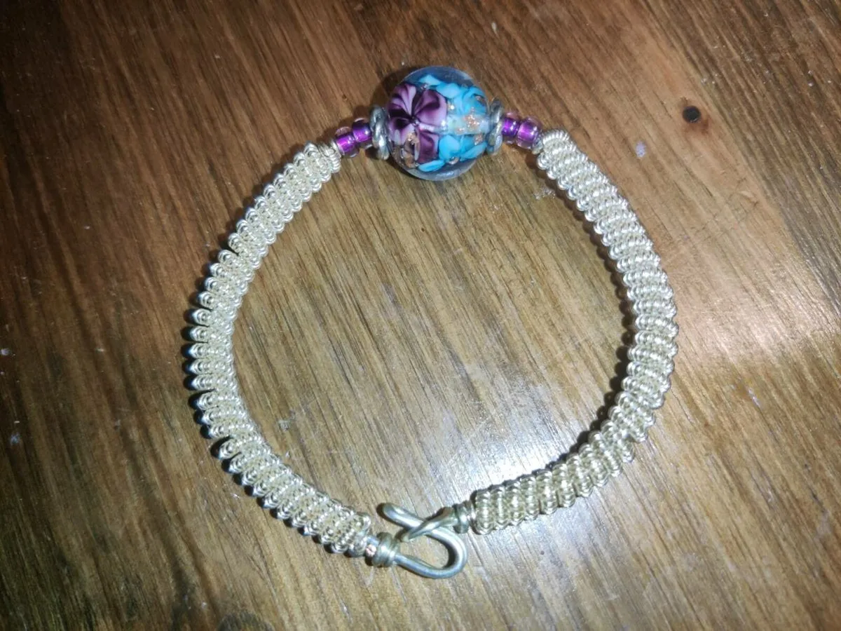 FLOWER POWER, Real Silver Hand Created HugBracelet - Image 4