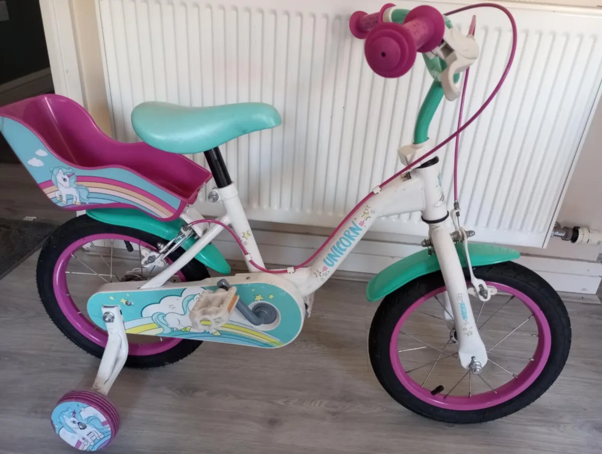 Kids unicorn bike size 14 inch wheels. - Image 2